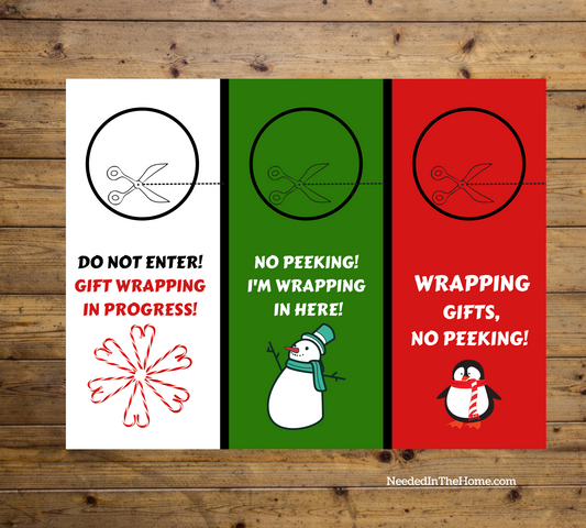 Printable - Wrapping Signs Door Hangers - Do Not Disturb Christmas
