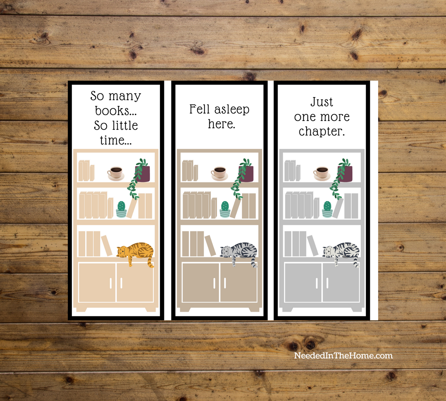 Booktracker Bookmark Printable For 15 Books With Bookshelf and Cat