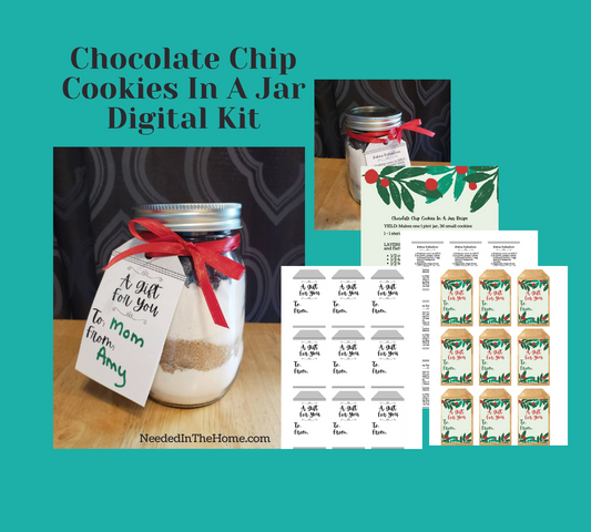 Chocolate Chip Cookies In A Jar Digital Kit With Recipe And Printable Tags