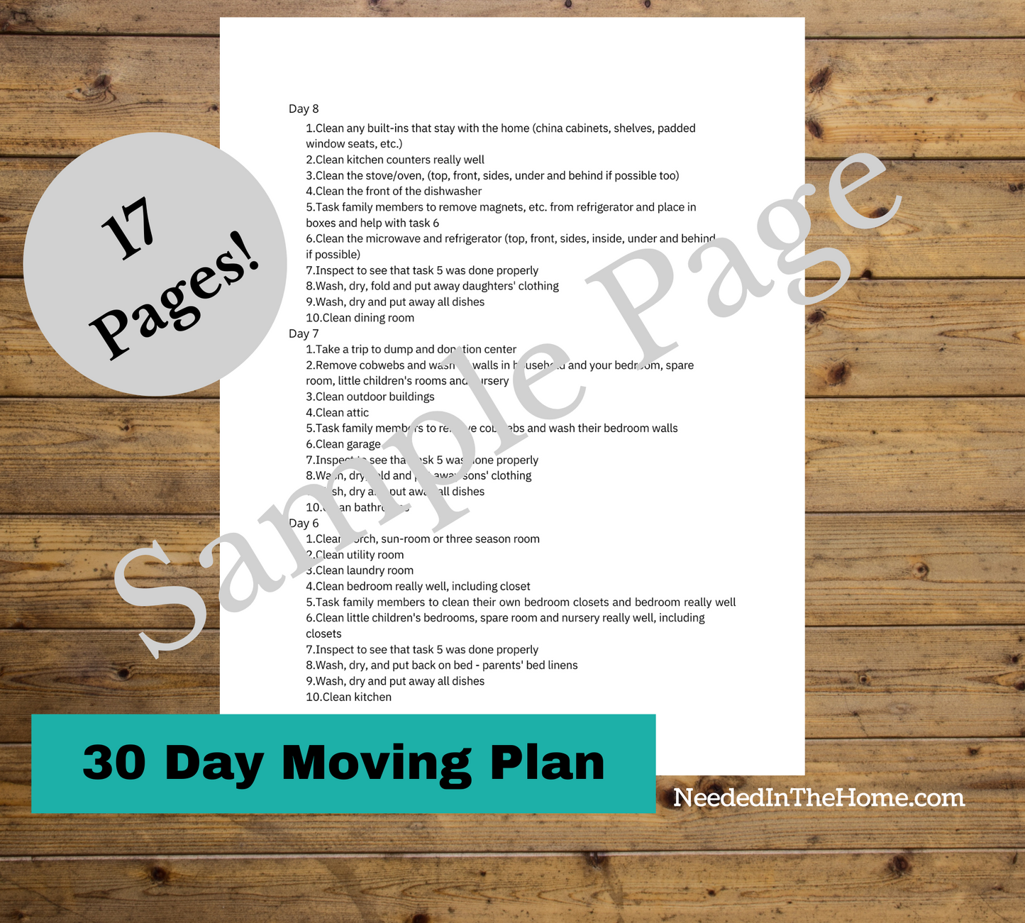 Printable - 30 Day Moving Plan