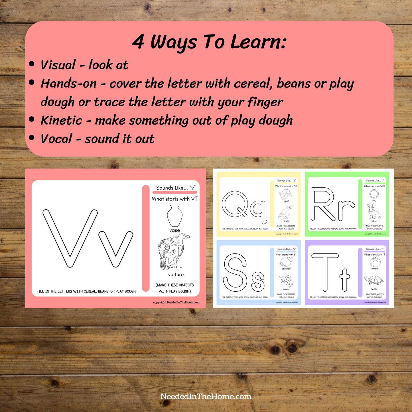 Pre-K to Grade K Letter Learning Mats Cards & Kids Craft Recipes