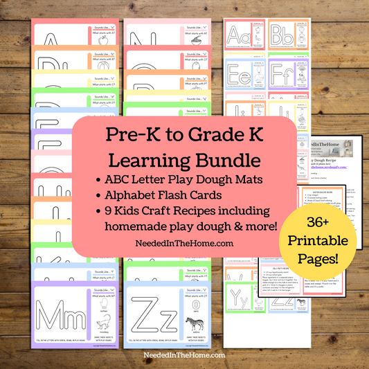 Pre-K to Grade K Letter Learning Mats Cards & Kids Craft Recipes